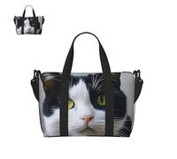Borsone da palestra per uomo e donna con pastore tedesco, borsa da palestra con scomparto per scarpe, borse da viaggio leggere, Gatti bianchi e neri., Taglia unica, Borsone da viaggio