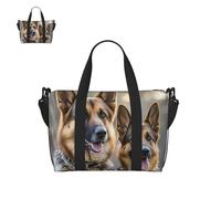 Borsone da palestra per uomo e donna, con scomparto per scarpe, borsa da viaggio leggera per la notte, Pastore tedesco amanti dei cani, Taglia unica, Borsone da viaggio