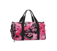 Borsone da palestra rosa con fiori e farfalle, per uomo e donna, borsone da viaggio con scomparto per scarpe, impermeabile, per sport, notte, danza, yoga, borsa da portare con sé