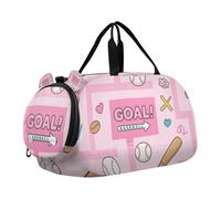 Borsone da palestra rosa con motivo di gioco di baseball labirinto con scomparto per scarpe grande capacità bagaglio a mano per borse da spiaggia nuoto piscina sport