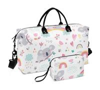 Borsone da palestra, set da 2 pezzi, borsa da notte con cinghia regolabile, per sport, motivo koala, Motivo carino koala, 1 Size