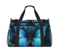 Borsone da palestra Tropical Paradise borsone per uomo donna borsa da notte con scomparto per scarpe borse da viaggio per allenamento, Motivo a farfalla blu., Taglia unica, Borsone da viaggio
