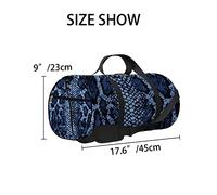 Borsone da palestra vintage alla moda in pelle di serpente blu e bianca con tracolla, cerniera, 2 tasche laterali per uomo e donna, borsa da viaggio e da viaggio