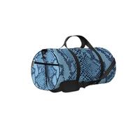 Borsone da palestra vintage alla moda in pelle di serpente blu e nera con tracolla, cerniera, 2 tasche laterali per uomo e donna, borsa da viaggio e da viaggio