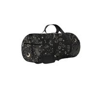 Borsone da palestra vintage Boho con motivo Sole Luna Cometa in bianco e nero, con tracolla, cerniera, 2 tasche laterali per uomo e donna, borsa da viaggio e da viaggio.