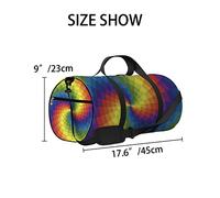 Borsone da palestra vintage con motivo geometrico a spirale arcobaleno, elegante e alla moda, con tracolla, cerniera, 2 tasche laterali per uomo e donna, borsa da viaggio e da viaggio.