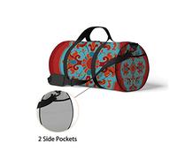 Borsone da palestra vintage con motivo orientale blu e bianco rosso, con tracolla, cerniera, 2 tasche laterali per uomo e donna, borsa da viaggio e da viaggio.