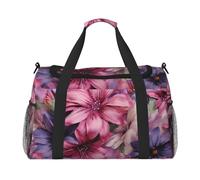 Borsone da palestra viola carino farfalla borsone per uomo donna borsa da notte con scomparto per scarpe borse da viaggio allenamento, Fiori viola., Taglia unica, Borsone da viaggio