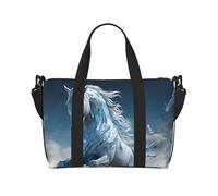 Borsone da palestra viola carino farfalla borsone per uomo donna borsa da viaggio per la notte con scomparto per scarpe borse da allenamento, Cavallo di ghiaccio blu, Taglia unica, Borsone da viaggio