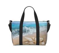 Borsone da spiaggia con conchiglie e stelle marine, borsa a tracolla portatile, adatta per fitness, pendolarismo, viaggi.