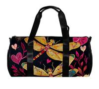 Borsone da uomo, borsa da palestra da donna, borsa da palestra per sport, palestra, nuoto, Doodle Art Dragonfly Heart Cartoon Lovely, Motivo 276, 45x23x23cm(17.7x9x9in)
