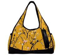 Borsone da uomo, borsa da palestra da donna, borsa da palestra per sport, palestra, nuoto, pastorabile primavera pianta dente di leone vintage, Motivo 6717, 47x16.5x27cm(18.5x6.5x10.6in)