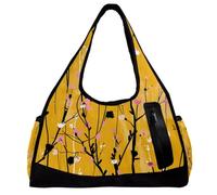 Borsone da uomo, borsa da palestra da donna, borsa da palestra per sport, palestra, nuoto, pastorabile primavera pianta dente di leone vintage, Motivo 6719, 47x16.5x27cm(18.5x6.5x10.6in)