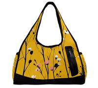 Borsone da uomo, borsa da palestra da donna, borsa da palestra per sport, palestra, nuoto, pastorabile primavera pianta dente di leone vintage, Motivo 6718, 47x16.5x27cm(18.5x6.5x10.6in)