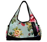 Borsone da uomo, borsa da palestra da donna, borsa da viaggio, yoga, borsone per allenamento, fiore colibrì peonia, Motivo 1130, 47x16.5x27cm(18.5x6.5x10.6in)