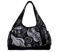 Borsone da uomo, borsa da palestra da donna, borsa tote per viaggi, allenamento, musica violino note vintage, Motivo 5164, 47x16.5x27cm(18.5x6.5x10.6in)