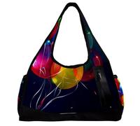 Borsone da uomo, borsa da palestra da donna, borsone da viaggio per aereo, motivo palloncino colorato buon compleanno, Motivo 2137, 47x16.5x27cm(18.5x6.5x10.6in)