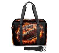 Borsone da viaggio 3D America Football Flames Ball per donne e uomini borse da viaggio per il fine settimana borse da notte 32 L grande borsone tote borsa da cabina per sport palestra yoga, Colore,