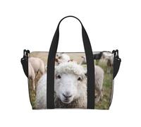 Borsone da viaggio a forma di agnello con pecora, per sport, palestra, yoga, weekender, con scomparto per la notte, Nero, One Size