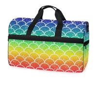 Borsone da viaggio a forma di cielo arcobaleno punteggiato per uomini, donne, ragazzi, ragazze, adolescenti, borsa sportiva oversize con scomparto per scarpe, per la notte, il fine settimana, yoga,