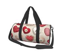 Borsone da viaggio a forma di cuore con griglia per San Valentino, borsa da palestra per uomini e donne, borsone sportivo, bagaglio a mano per viaggi di fine settimana, lavoro, campeggio