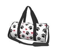Borsone da viaggio a forma di cuore con impronte di zampe, borsa da palestra per uomini e donne, borsone sportivo, bagaglio a mano per viaggi di fine settimana, lavoro, campeggio