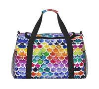 Borsone da viaggio a forma di sirena con squame di pesce, borsa da weekend, weekend, borsa a mano per allenamento, sport, ospedale