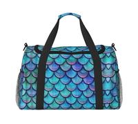 Borsone da viaggio a forma di sirena, con squame di pesce, borsa per il fine settimana, weekend, per la notte, per allenamento, sport, ospedale