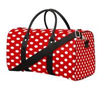Borsone da viaggio a pois bianchi, borsa da palestra rossa, borsa da palestra pieghevole, borsa per la notte, borsa da viaggio per donne e uomini, A puntini bianchi, 17.4(L) x 8.3(W) x 9.5(H) inch