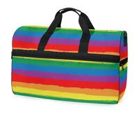 Borsone da viaggio a righe arcobaleno ad acquerello, per uomini, donne, ragazzi, ragazze, adolescenti, borsa da palestra oversize con scomparto per scarpe, per la notte, il fine settimana, yoga,