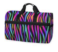 Borsone da viaggio a righe arcobaleno per uomini, donne, ragazzi, ragazze, adolescenti, borsa sportiva oversize con scomparto per scarpe, per la notte, il fine settimana, yoga, allenamento, borsa da