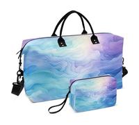 Borsone da viaggio, a righe blu e viola, borsa da palestra con borsa portaoggetti, borsa per la notte, per uomini e donne, viaggi, sport, yoga, Multicolore, Taglia unica