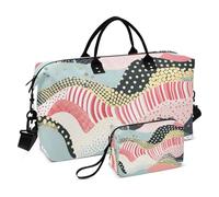 Borsone da viaggio, a righe rosa, oro e nere, borsa da palestra con borsa portaoggetti, borsa per la notte, per uomini e donne, viaggi, sport, yoga, Multicolore, Taglia unica