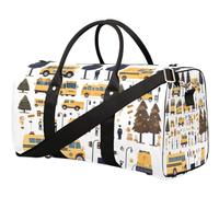 Borsone da viaggio a tema autobus dei cartoni animati per donne, uomini, ragazze, ragazzi, fine settimana, pernottamento, 22,7 l, borsa da cabina per sport, palestra, yoga, Colore, 22.7L, Organizer