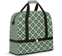 Borsone da viaggio a tema etnico islamico per donne e uomini, borse da notte per il fine settimana, pieghevole, separato dal bagnato, borsa da 47 litri, per sport, palestra, yoga, Colore, 47 L,