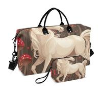 Borsone da viaggio a tracolla da viaggio con unicorni bianchi carini cartoni animati borsa da palestra borsa da palestra con cinturino regolabile per allenamento impermeabile Bolsa para