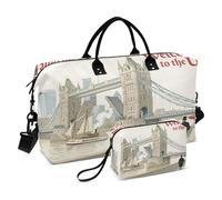 Borsone da viaggio a tracolla per weekender, borsa da toeletta per sport, multifunzionale, benvenuto nel Regno Unito