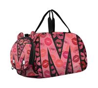 Borsone da viaggio alla moda con lettera M e scomparto per scarpe, leggero, per scuola, pratica, sport, viaggi
