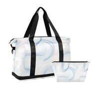 Borsone da viaggio alla moda con linea astratta verde grande borsone da viaggio con tasca bagnata tracolla regolabile borsa tote per palestra set da 2 pezzi per uomo donna