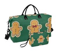 Borsone da viaggio arancione con omino di zenzero natalizio, borsa da viaggio per il fine settimana, grande borsa da palestra con borsa da toilette per viaggi di lavoro, grande capacità, omino di pan