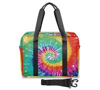 Borsone da viaggio arcobaleno Tie Dye Swirl per donne, uomini, ragazze e ragazzi, borsa da viaggio per il fine settimana da 32 l, borsa grande da cabina per viaggi, sport, palestra, Colore, Grande,