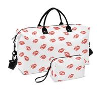 Borsone da viaggio artistico digitale romantico con labbra rosse che si baciano, borsa a tracolla per weekender durante la notte, borsa sportiva con tracolla regolabile per sport multifunzionale