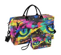 Borsone da viaggio, astratto con occhi di tigre, borsa da palestra con borsa portaoggetti, borsa per la notte, per uomini e donne, viaggi, sport, yoga, Multicolore, Taglia unica