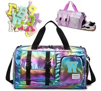 Borsone da Viaggio, Bagaglio a Mano Borsa da Viaggio con Scomparto per le Scarpe,Borsa per Attrezzatura Sportiva con Zip,45 x 26x 21 cm,26 toppe ricamate con lettere Adesivi