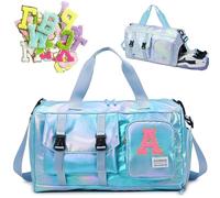 Borsone da Viaggio, Bagaglio a Mano Borsa da Viaggio con Scomparto per le Scarpe,Borsa per Attrezzatura Sportiva con Zip,45 x 26x 21 cm,26 toppe ricamate con lettere Adesivi