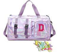 Borsone da Viaggio, Bagaglio a Mano Borsa da Viaggio con Scomparto per le Scarpe,Borsa per Attrezzatura Sportiva con Zip,45 x 26x 21 cm,26 toppe ricamate con lettere Adesivi