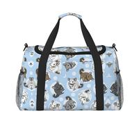 Borsone da viaggio blu con cincillà e luna, borsa per il fine settimana, borsa a mano per allenamento, sport, ospedale