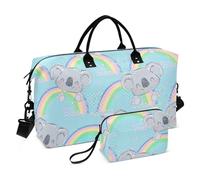 Borsone da viaggio blu disegnato a mano con motivo koala carino borsa da viaggio borsa da fine settimana multifunzionale palestra sport borsone con borsa da toilette per sport di viaggio, Disegno A