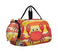 Borsone da viaggio blu per ragazze con palla da tennis borsone da viaggio per la notte Weekender borsone da palestra borsone per bambini borsone da trasporto per ragazzi, Granchi Righe Arancione