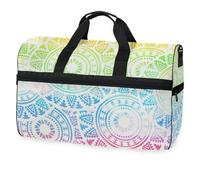 Borsone da viaggio bohémien, tribale, arcobaleno, per uomini, donne, ragazzi, ragazze, adolescenti, borsa da palestra oversize con scomparto per scarpe durante la notte, fine settimana, yoga,